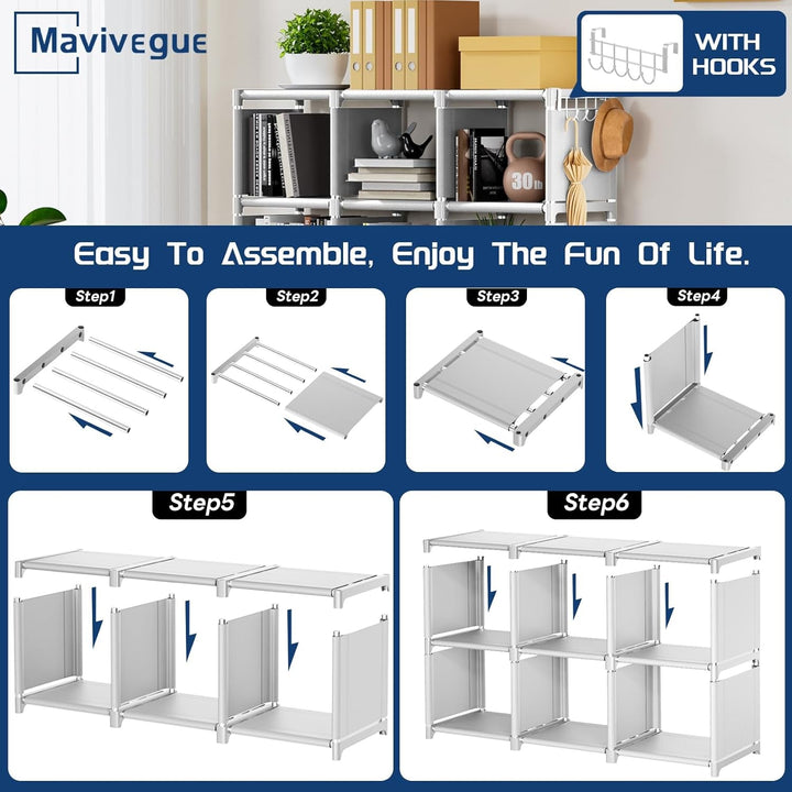 Book Shelf 12 Cube Storage Organizer White Closet Rack