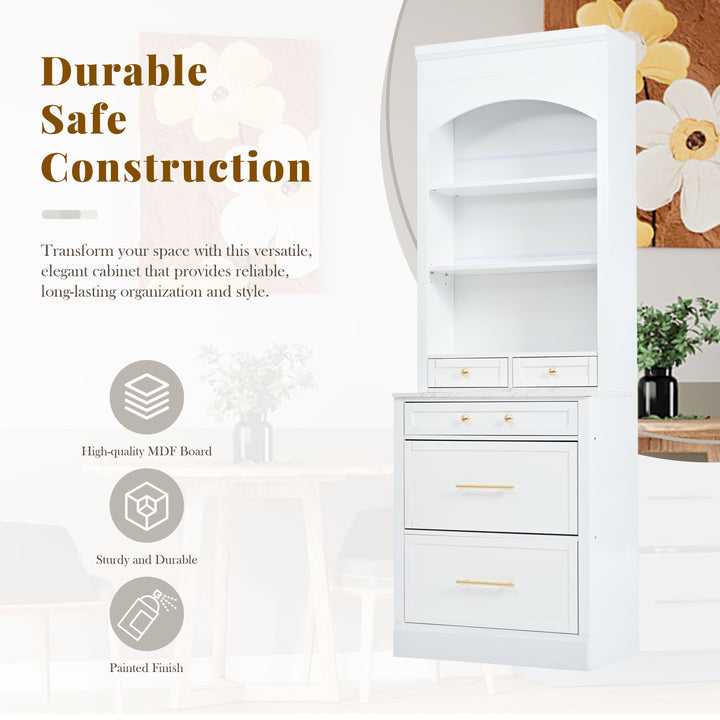 Modern 83.7inch High Kitchen Pantry, Freestanding Tall Kitchen Hutch