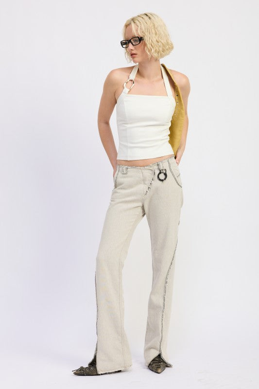 CHAIN LINK HALTER KNIT TOP