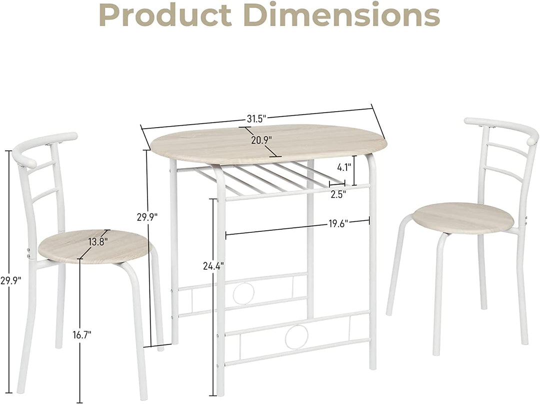 Small Minimalist Wooden Kitchen Table And Chair Set For Two