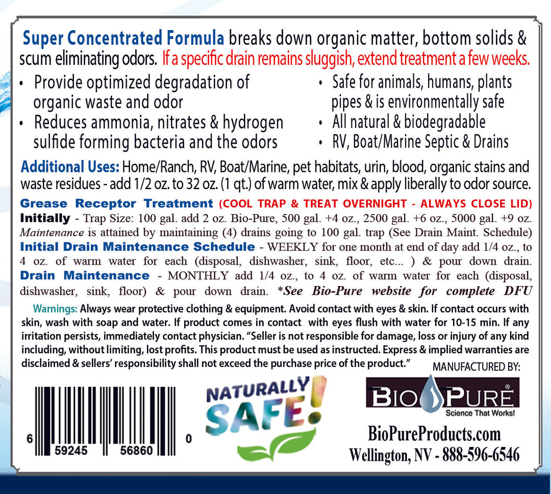 Bio-Pure FOG PRO POWDER - Commercial Heavy Duty Restaurant Grease Trap