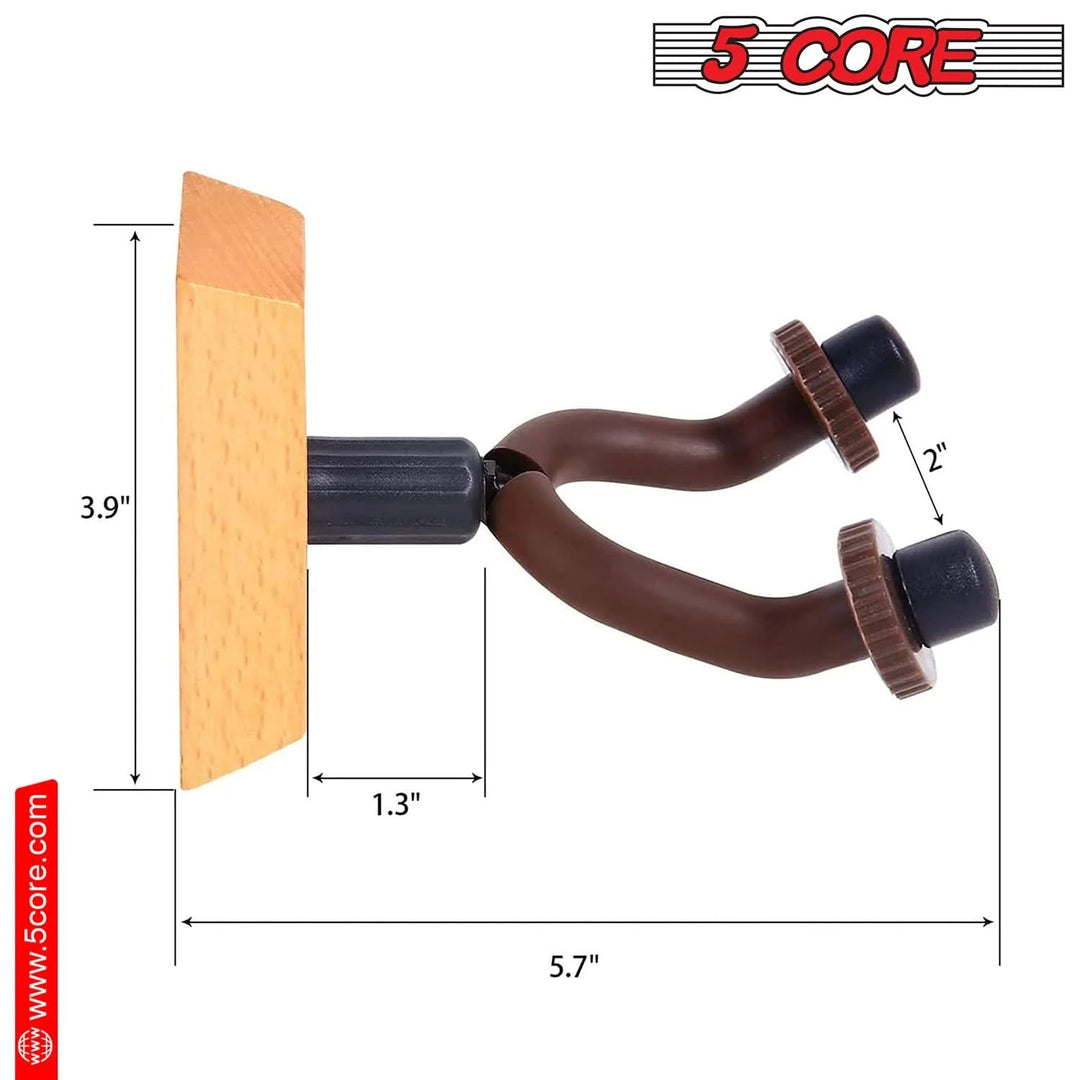 5Core Guitar Wall Mount Hanger 2Pack U-Shaped Wood Guitar Wall Hook