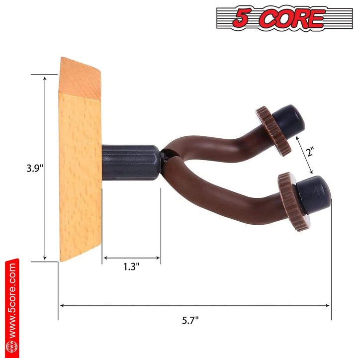 5Core Guitar Wall Mount Hanger 2Pack U-Shaped Wood Guitar Wall Hook