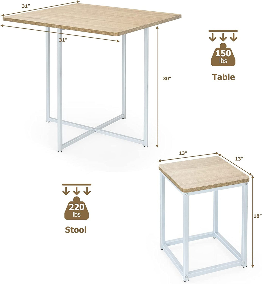 Compact Kitchen Table And Chairs Set Beige White Five Piece