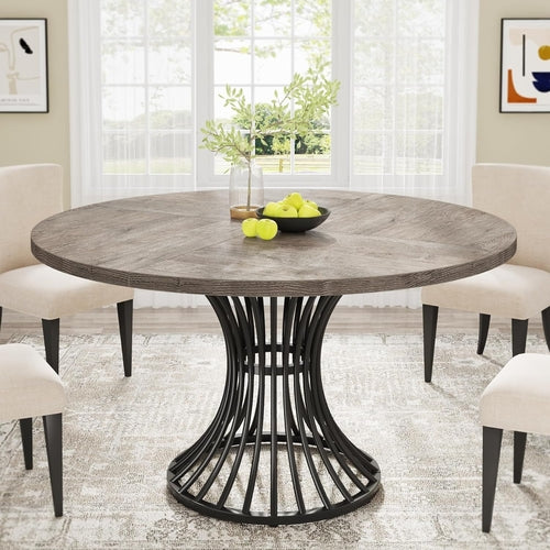Round Dining Table 47 Inch Grey For Kitchen And Living Room