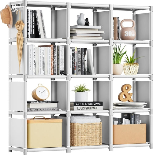 Book Shelf 12 Cube Storage Organizer White Closet Rack