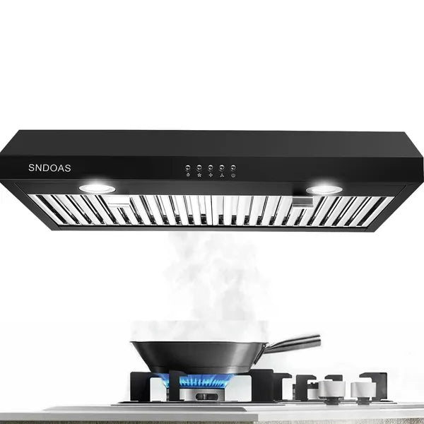 30 Inch Kitchen Under Cabinet Range Hood 3-Speed 600CFM Vent W/LEDs