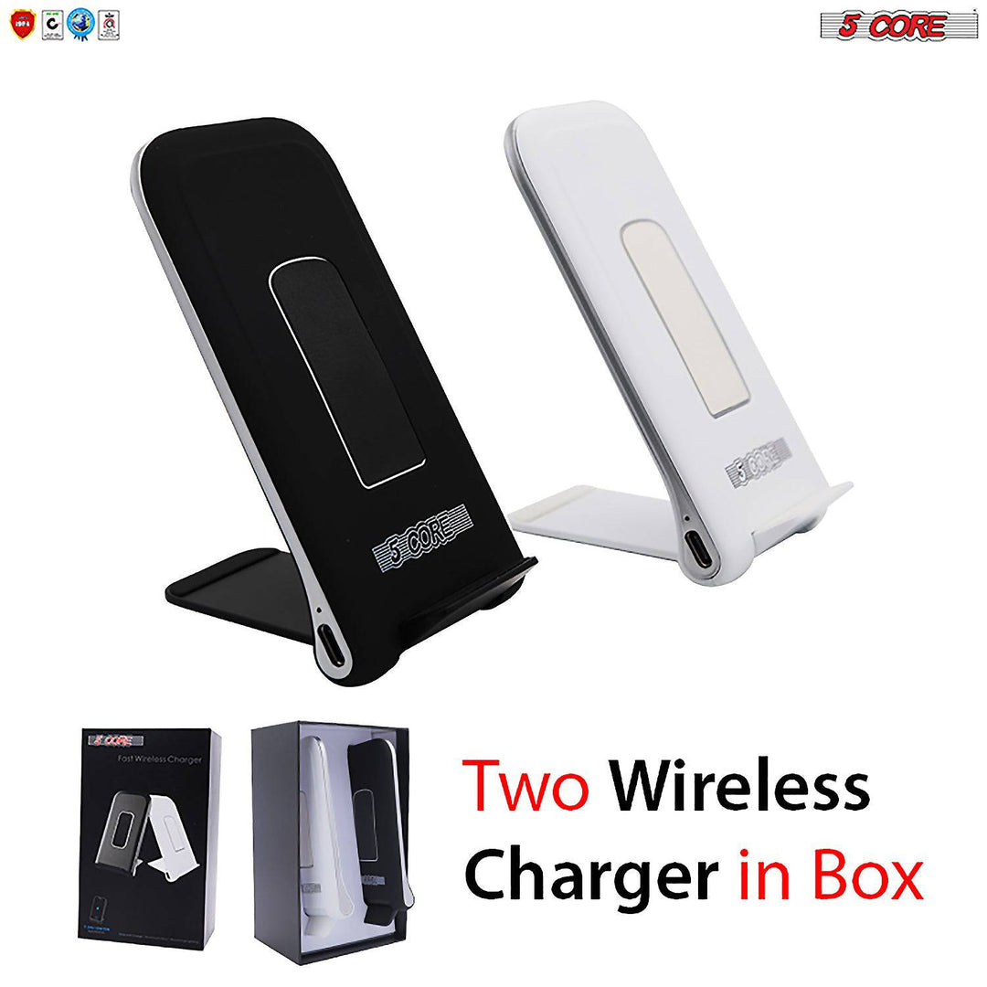 5 Core Wireless Charger 10W Max Fast Wireless Charging Pad Glass Top