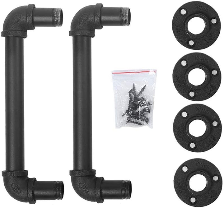 (12in - Black) Industrial Barn Door Handles, 100% high-quality