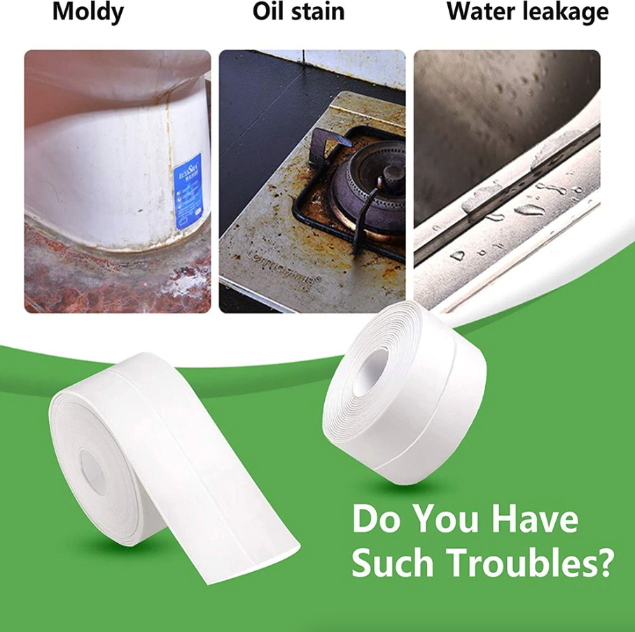 10.5FT PVC Self Adhesive Caulk Sealing Strip Tape For Kitchen Wall