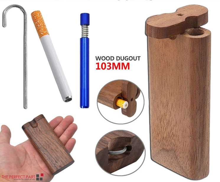 Wooden Dugout Pipe Self Cleaning Metal Bat Poker Smoking Pipe One