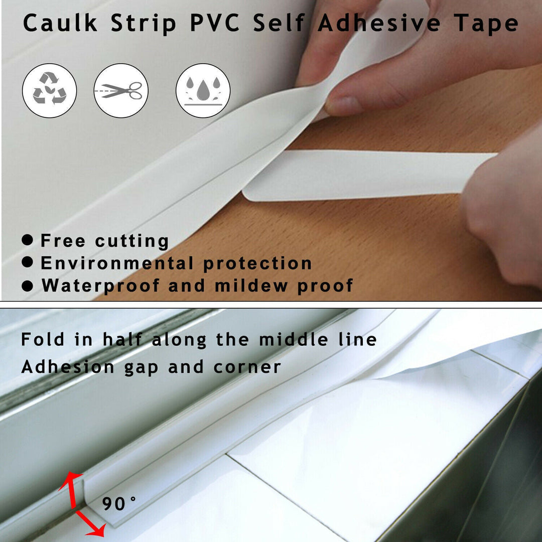 10.5FT PVC Self Adhesive Caulk Sealing Strip Tape For Kitchen Wall