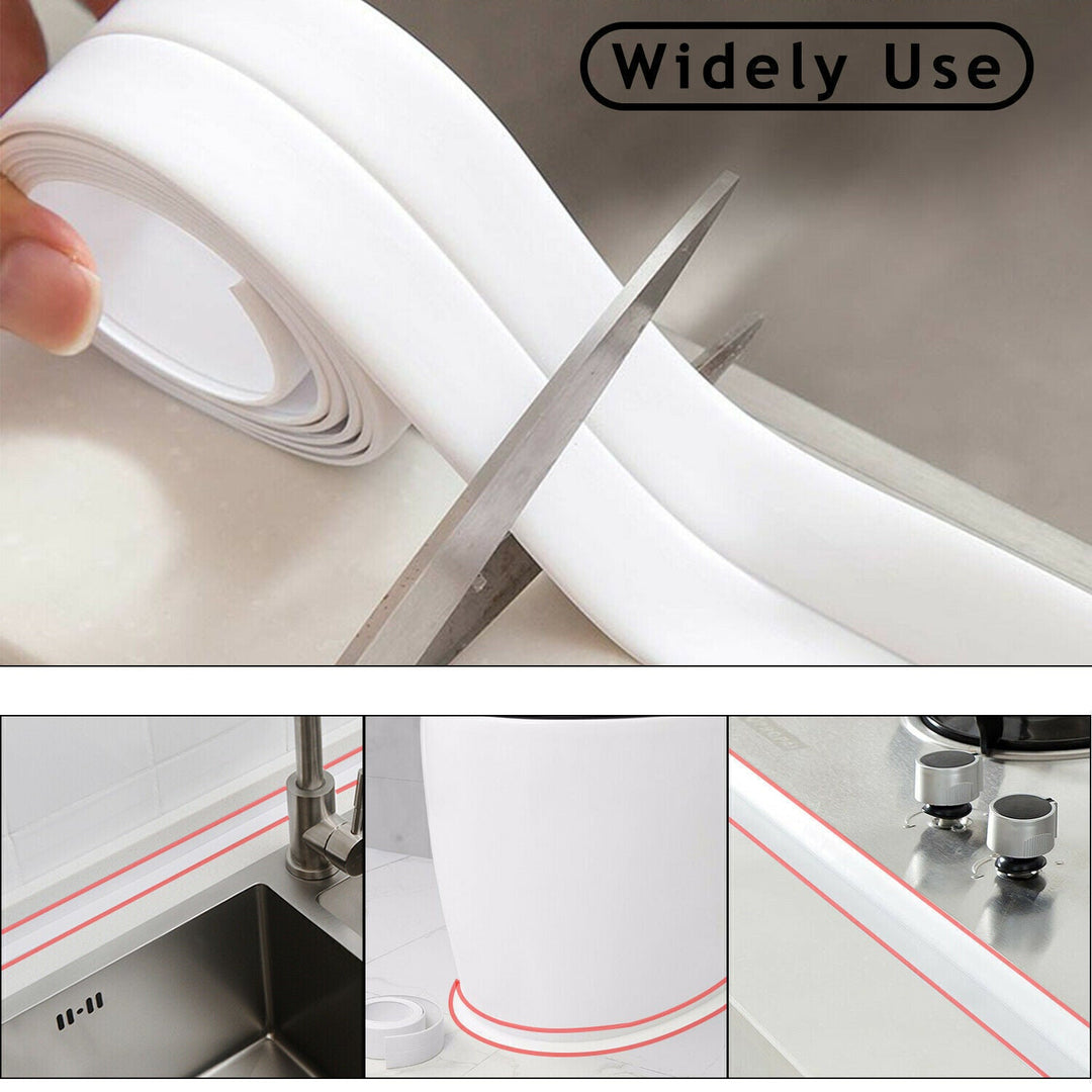 10.5FT PVC Self Adhesive Caulk Sealing Strip Tape For Kitchen Wall