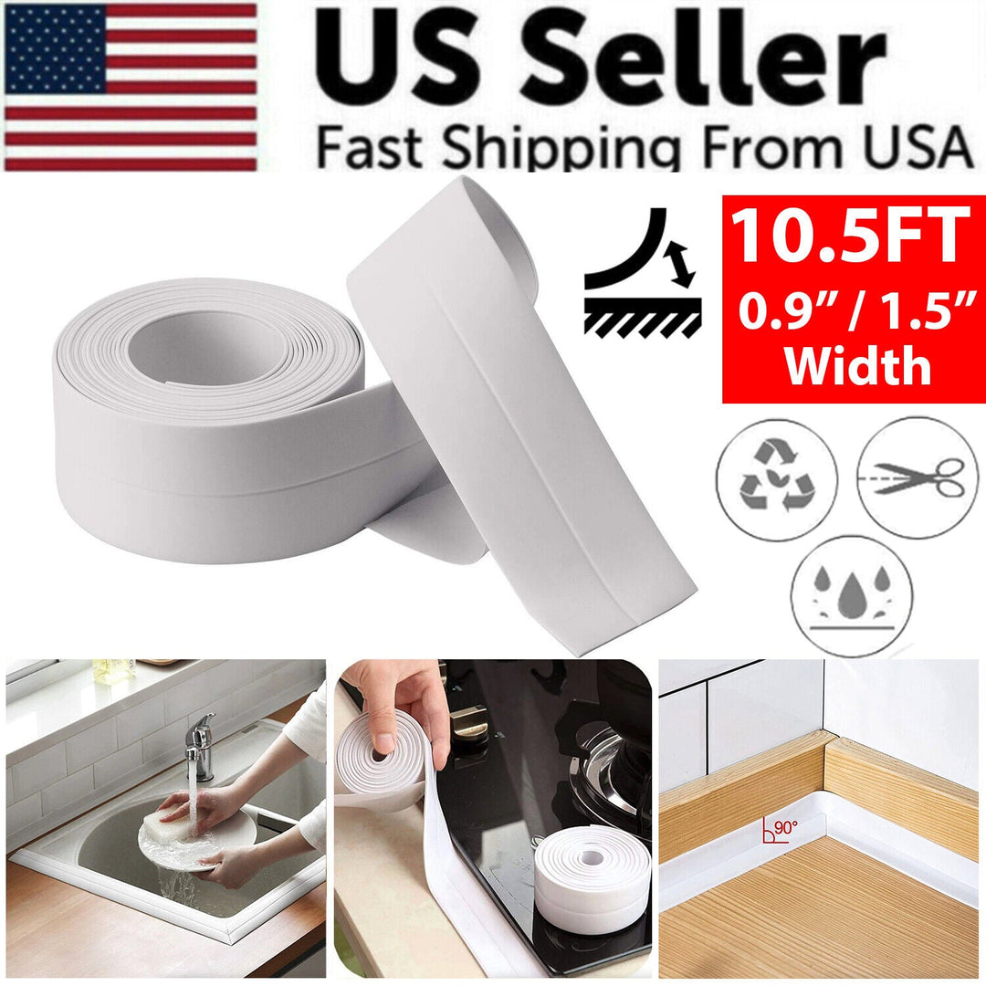 10.5FT PVC Self Adhesive Caulk Sealing Strip Tape For Kitchen Wall