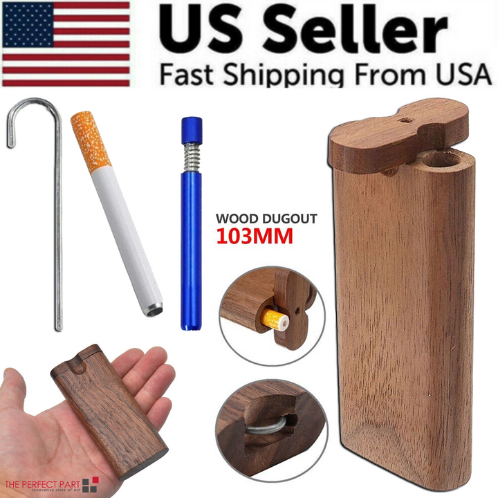 Wooden Dugout Pipe Self Cleaning Metal Bat Poker Smoking Pipe One