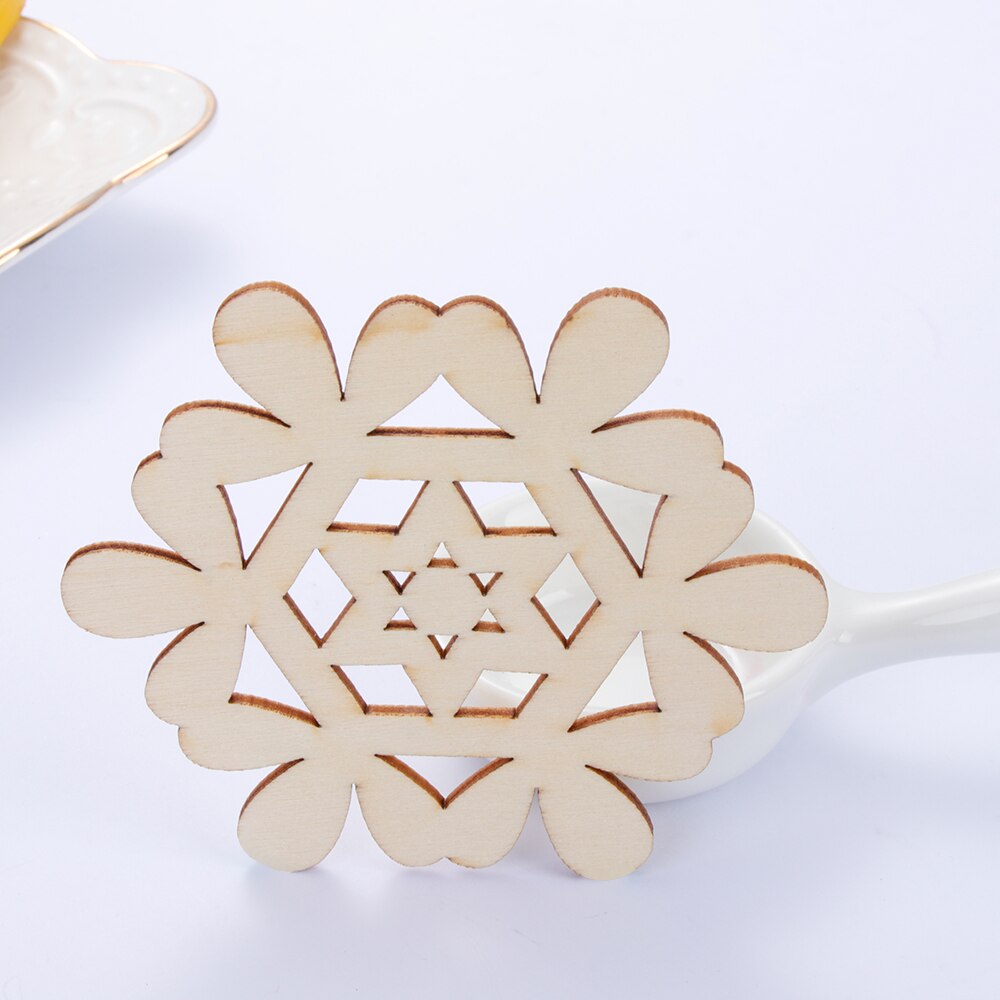 5PCS Wood Cup Pad Kitchen Placemat Table Mat