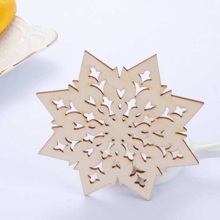 5PCS Wood Cup Pad Kitchen Placemat Table Mat