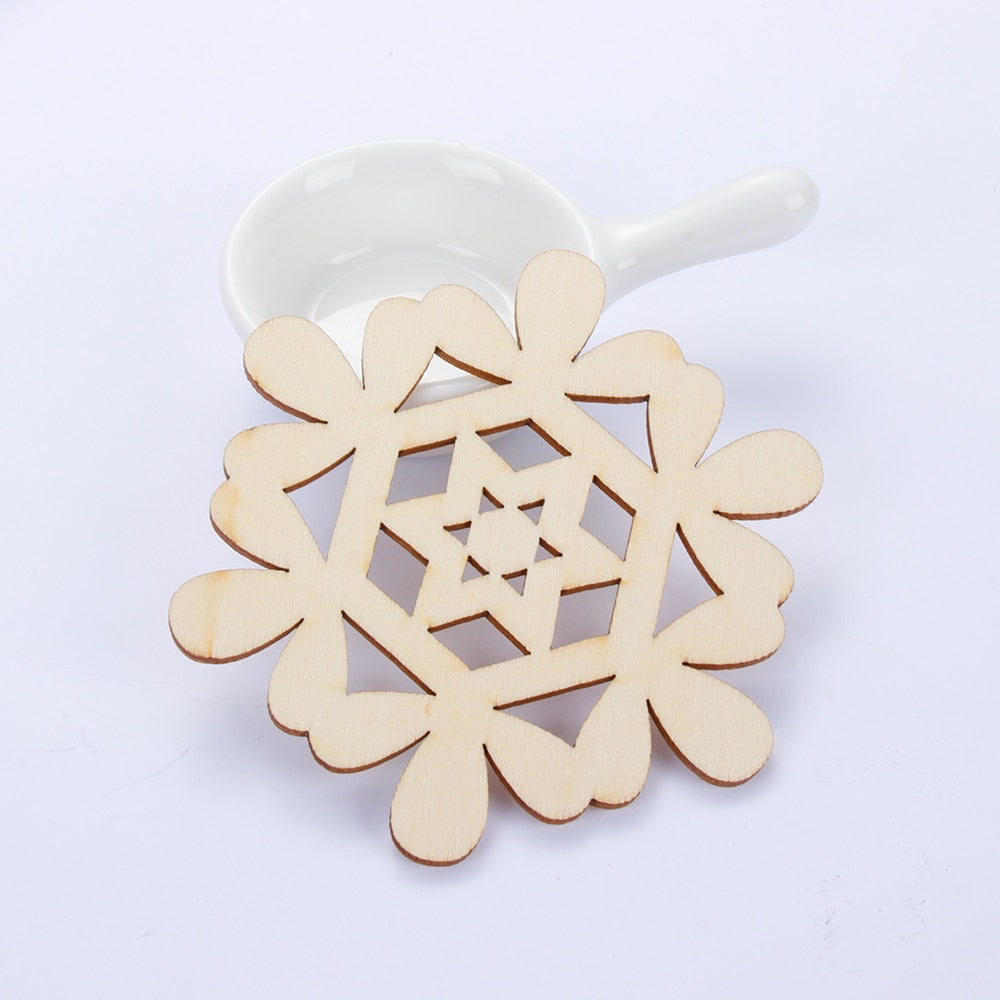 5PCS Wood Cup Pad Kitchen Placemat Table Mat