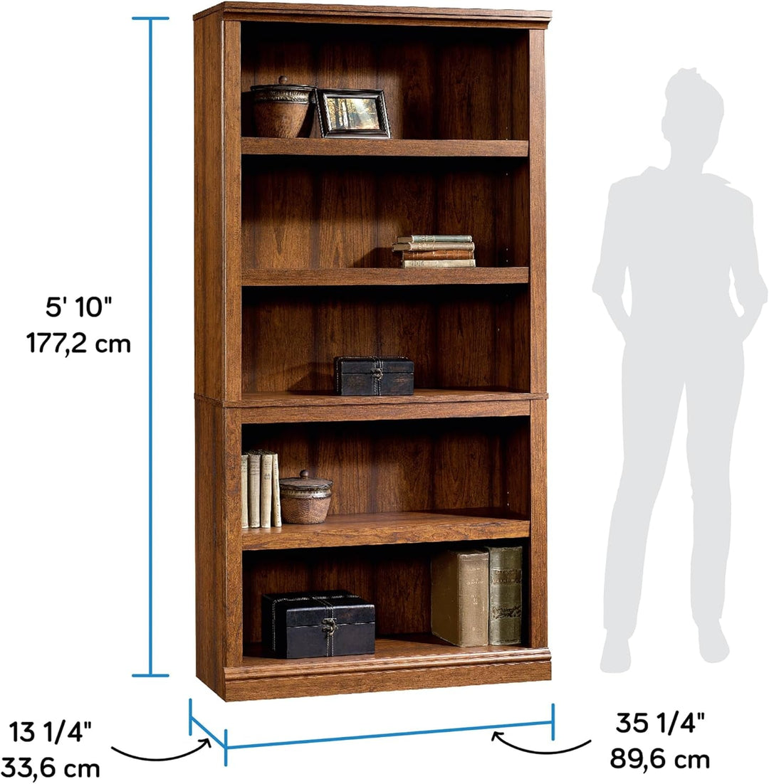 Washington Cherry 5 Shelf Bookcase With Adjustable Shelves