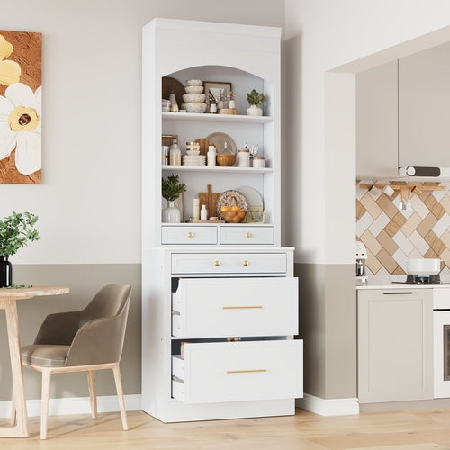 Modern 83.7inch High Kitchen Pantry, Freestanding Tall Kitchen Hutch