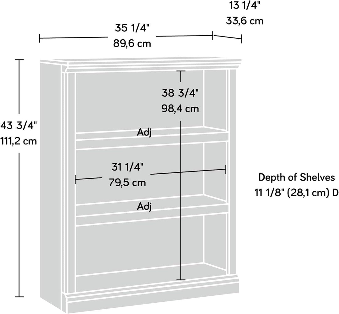 Three Tier Wooden Book Shelf Estate Black with Adjustable Shelves