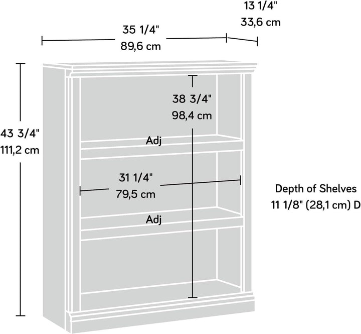 Three Tier Wooden Book Shelf Estate Black with Adjustable Shelves