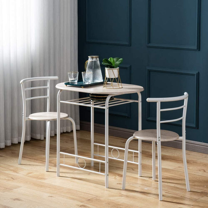 Small Minimalist Wooden Kitchen Table And Chair Set For Two