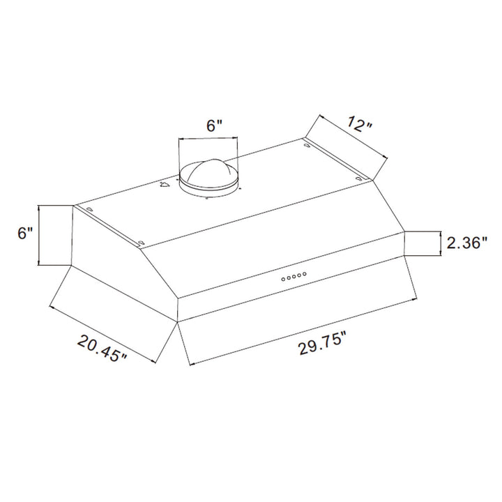 Empava 30RH08 30 in. Kitchen 400 CFM Ultra Slim Ducted Under Cabinet