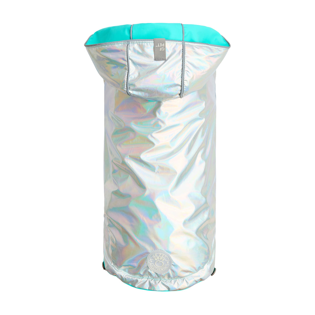 Reversible Raincoat - Neon Aqua with Iridescent