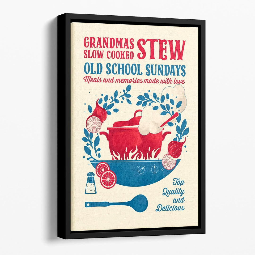 Grandmas Stew kitchen print Floating Framed Canvas