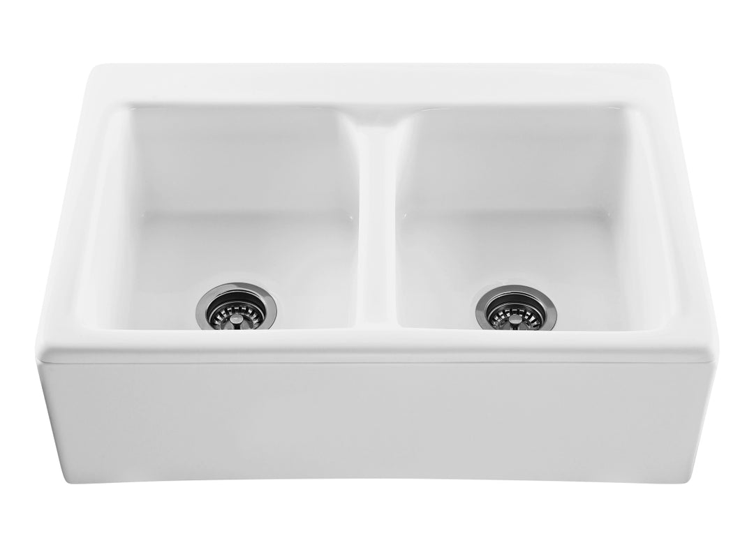 Reliance Baths RKS230W Appalachian Farmhouse Double Bowl Kitchen Sink&
