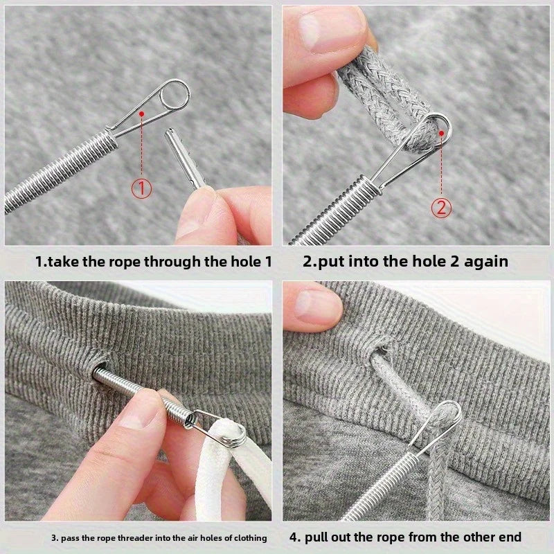 Bendable Spring Drawstring Threader Clip Pants Hoodies Elastic Band