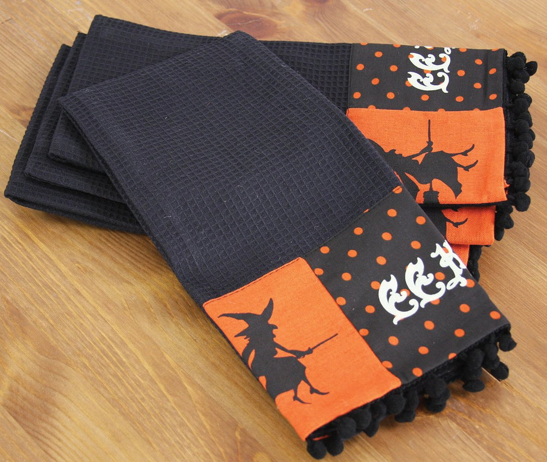 XD15834 Halloween Patchwork Kitchen Towels 16x22 Set of 4