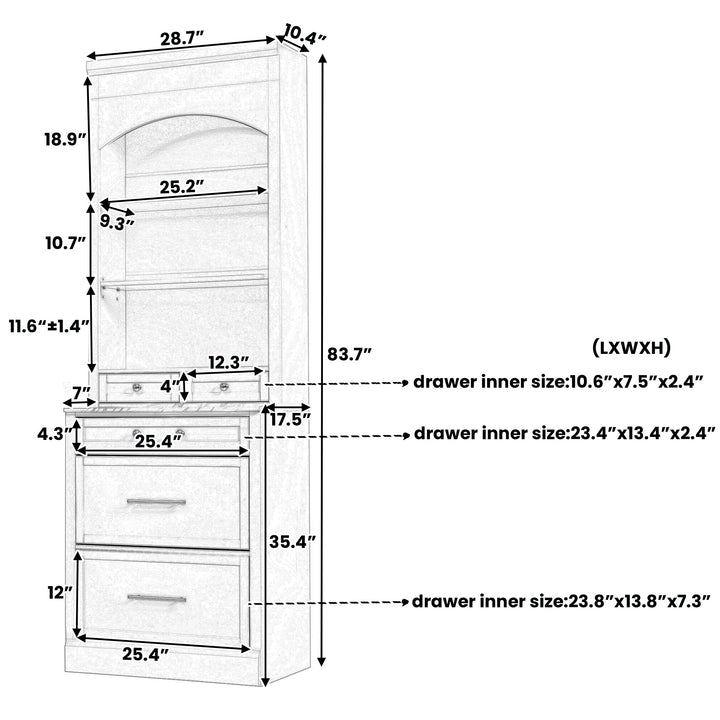 Modern 83.7inch High Kitchen Pantry, Freestanding Tall Kitchen Hutch