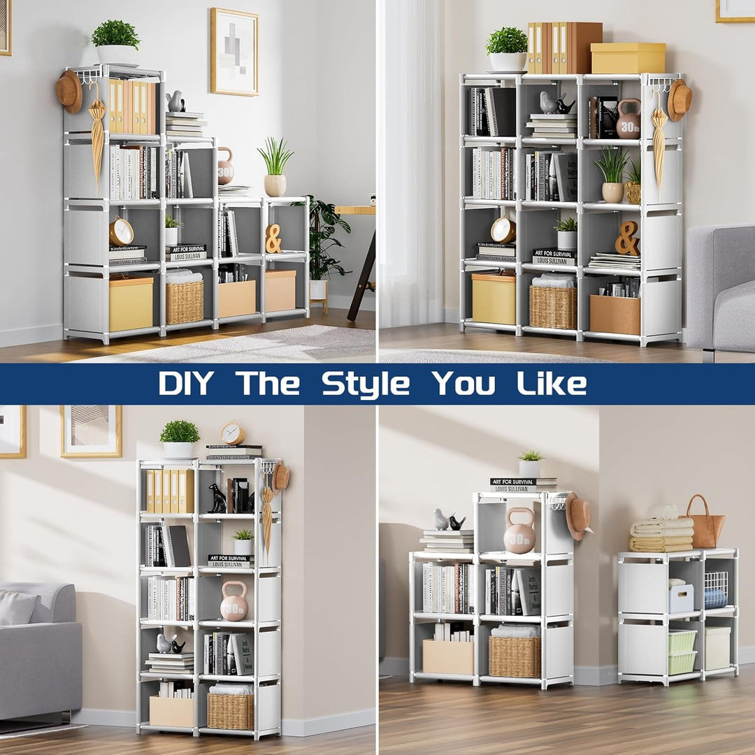 Book Shelf 12 Cube Storage Organizer White Closet Rack