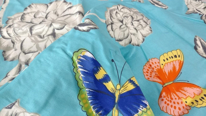 Tache 2-3 PC Cotton Butterfly Wonderland Blue Floral Colorful Girly