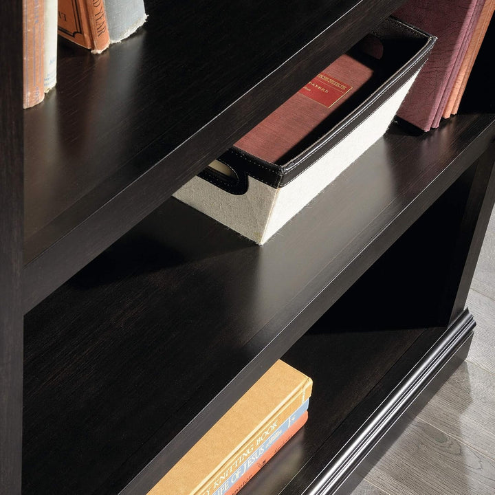 Three Tier Wooden Book Shelf Estate Black with Adjustable Shelves