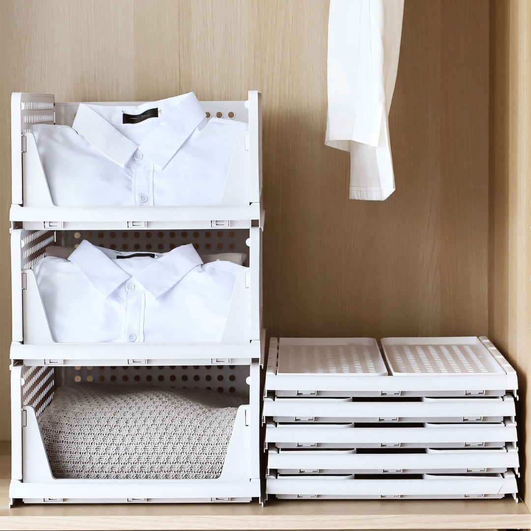 4 Packs Plastic Storage Box With Slide Rail Stackable  For Living Room