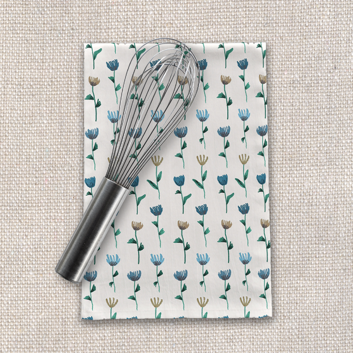 Colorful Ink Flower Tea Towel