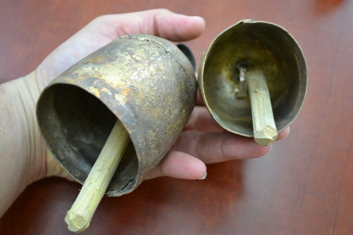 2 Pcs Handmade Rusty Iron Metal Bells.