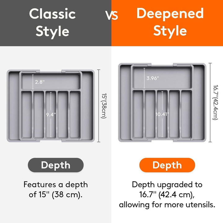 Silverware Drawer Organizer, Expandable Utensil Tray for Kitchen, BPA