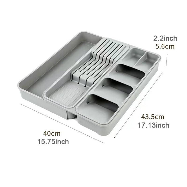 Knife and Fork Storage Box, Expandable Kitchen Drawer Storage Box,