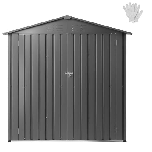 6 x 4 FT Metal Garden Shed, Outdoor Storage Shed with Lockable Doors &