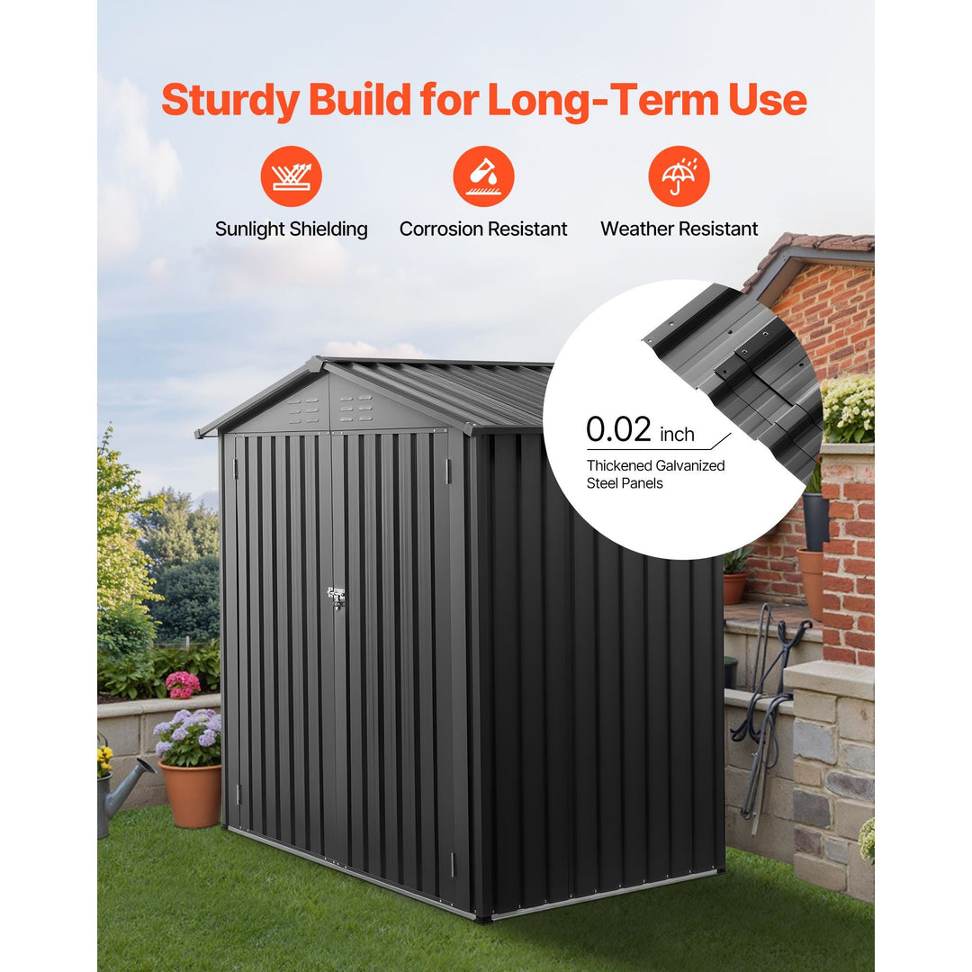 6 x 4 FT Metal Garden Shed, Outdoor Storage Shed with Lockable Doors &