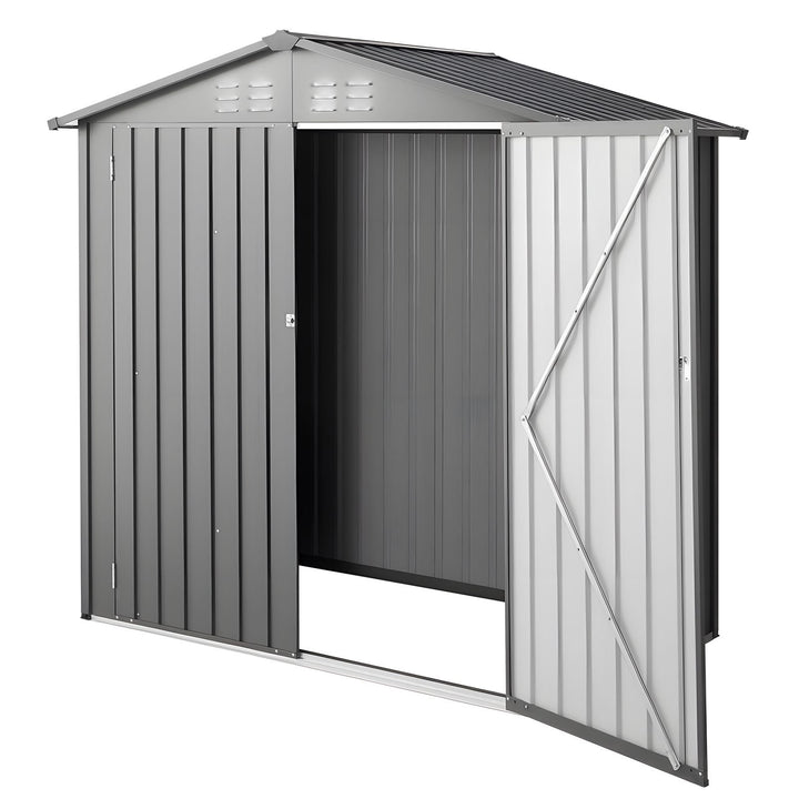 6 x 4 FT Metal Garden Shed, Outdoor Storage Shed with Lockable Doors &
