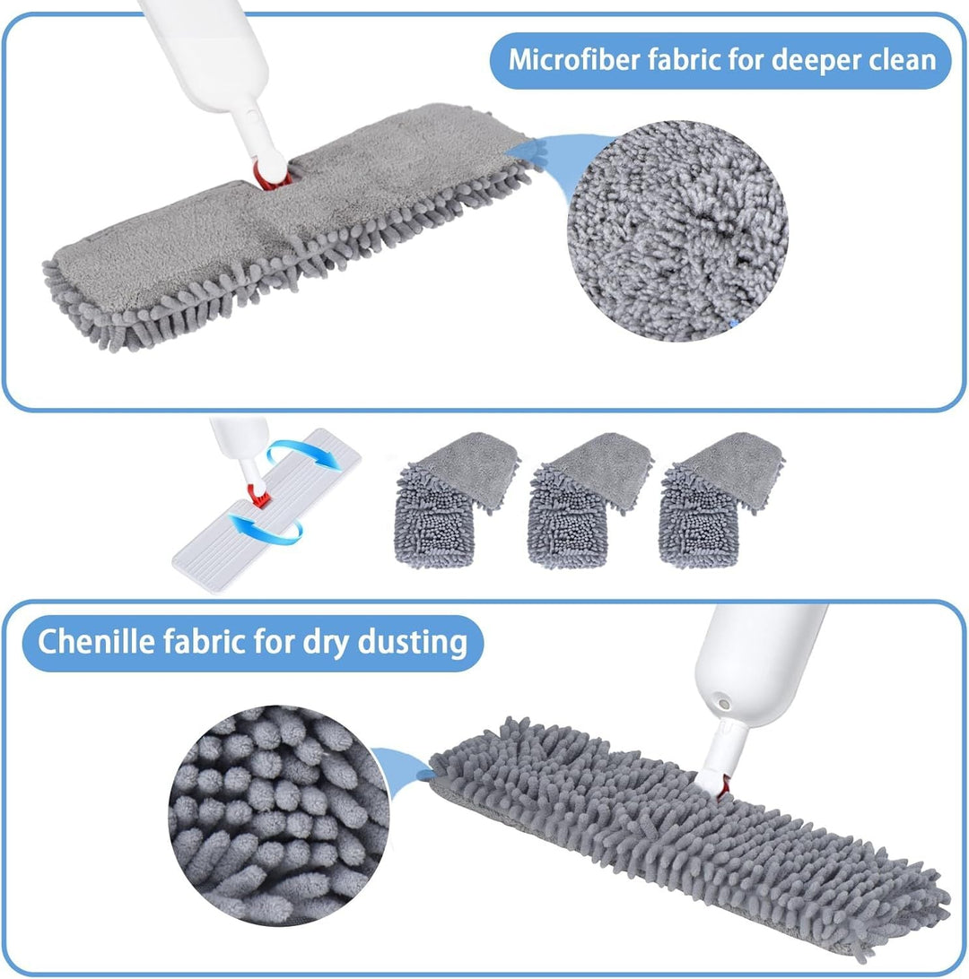 Mop for Floor Cleaning - 2-in-1 Double-Sided Microfiber Spray Mop with