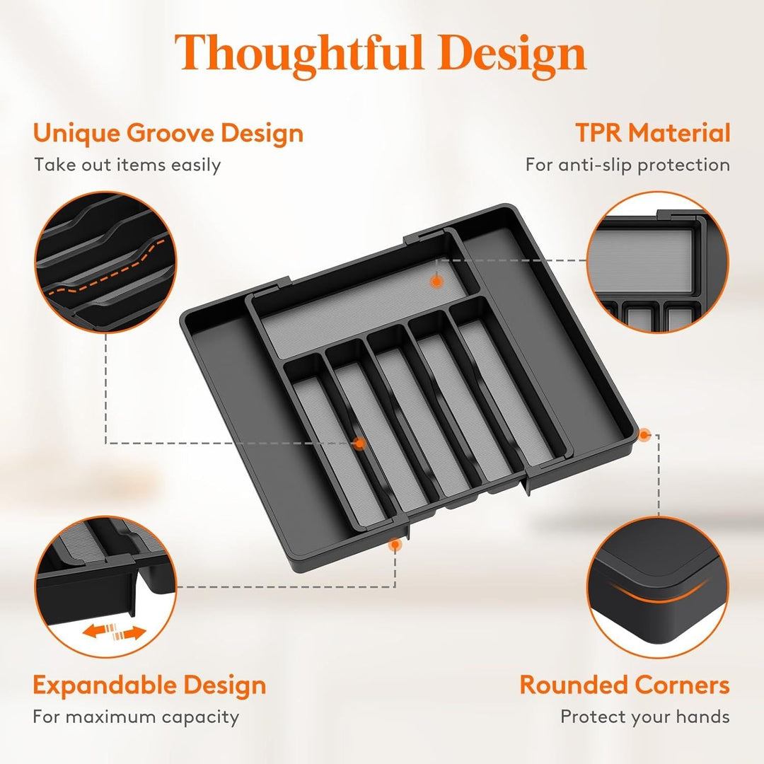 Silverware Drawer Organizer, Expandable Utensil Tray for Kitchen, BPA