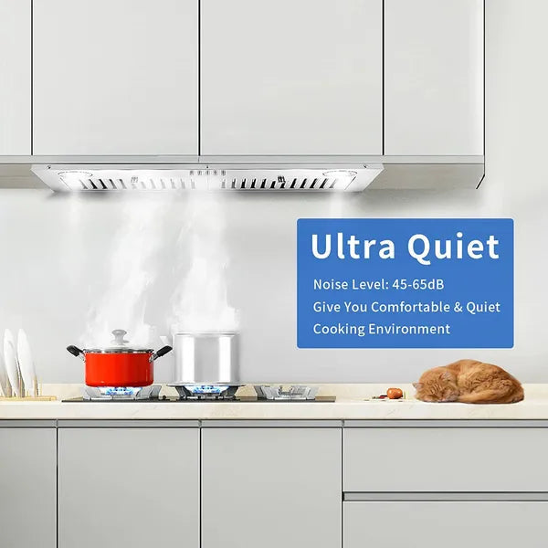 Range Hood Insert 30 Inch; Stainless Steel Kitchen Vent Hood 600CFM;