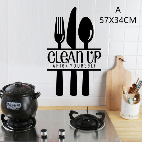 English Proverbs Wall Stickers Kitchen Knife And Fork Creative Sticker
